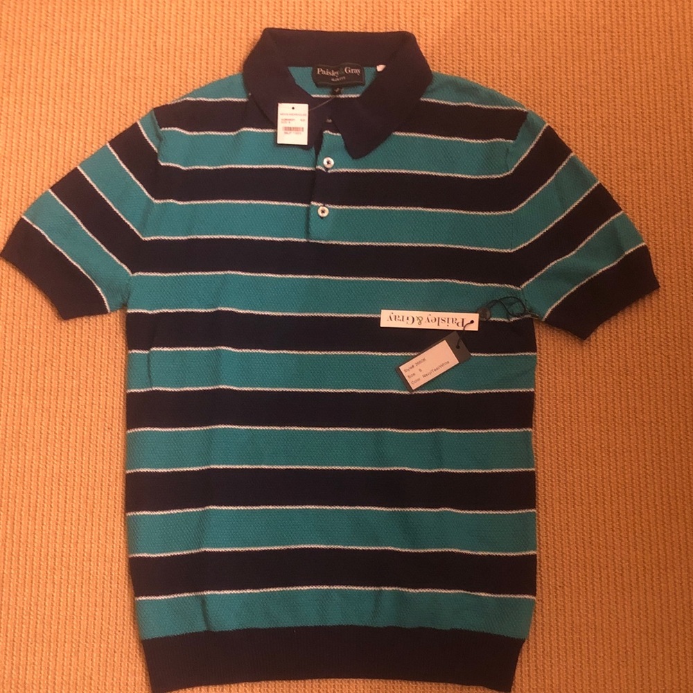 Paisley & Gray Teal and Navy Striped Polo